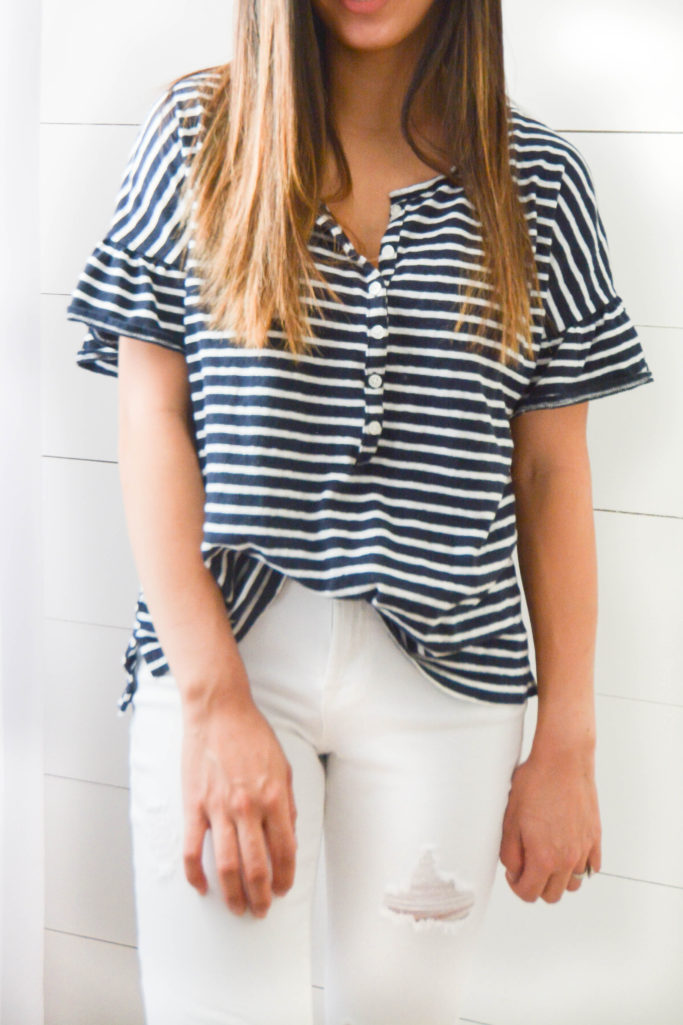 ruffle henley and distressed white jeans | Amanda Fontenot Blog | Atlanta Blogger