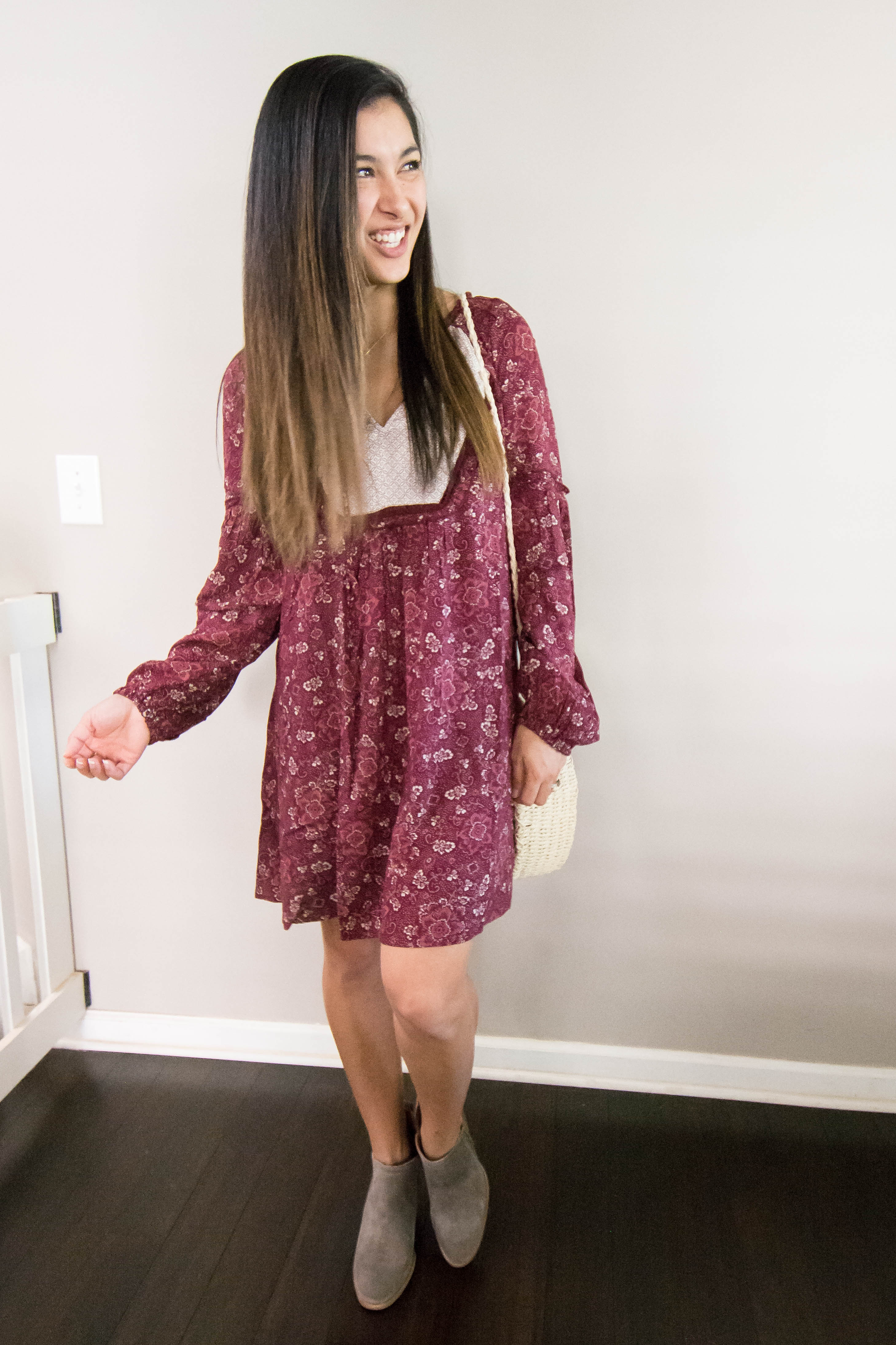 peasant dress and booties | amanda fontenot | atlanta blogger