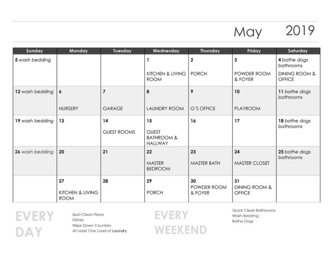 May Cleaning Schedule | Amanda Fontenot Blog