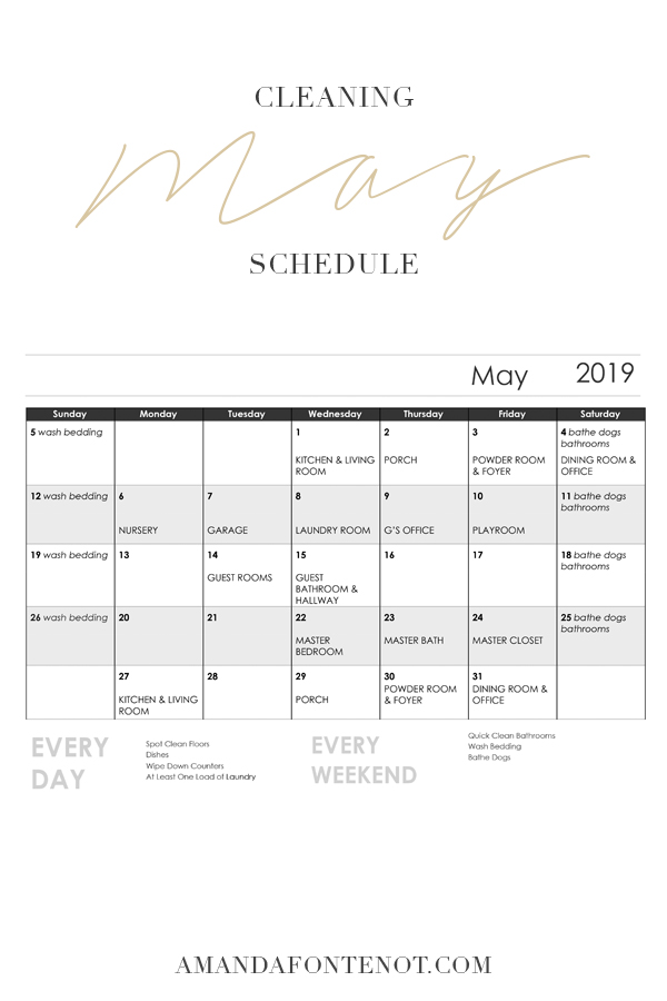 May Cleaning Schedule | Amanda Fontenot Blog