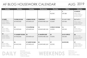 August Cleaning Calendar | Amanda Fontenot Blog