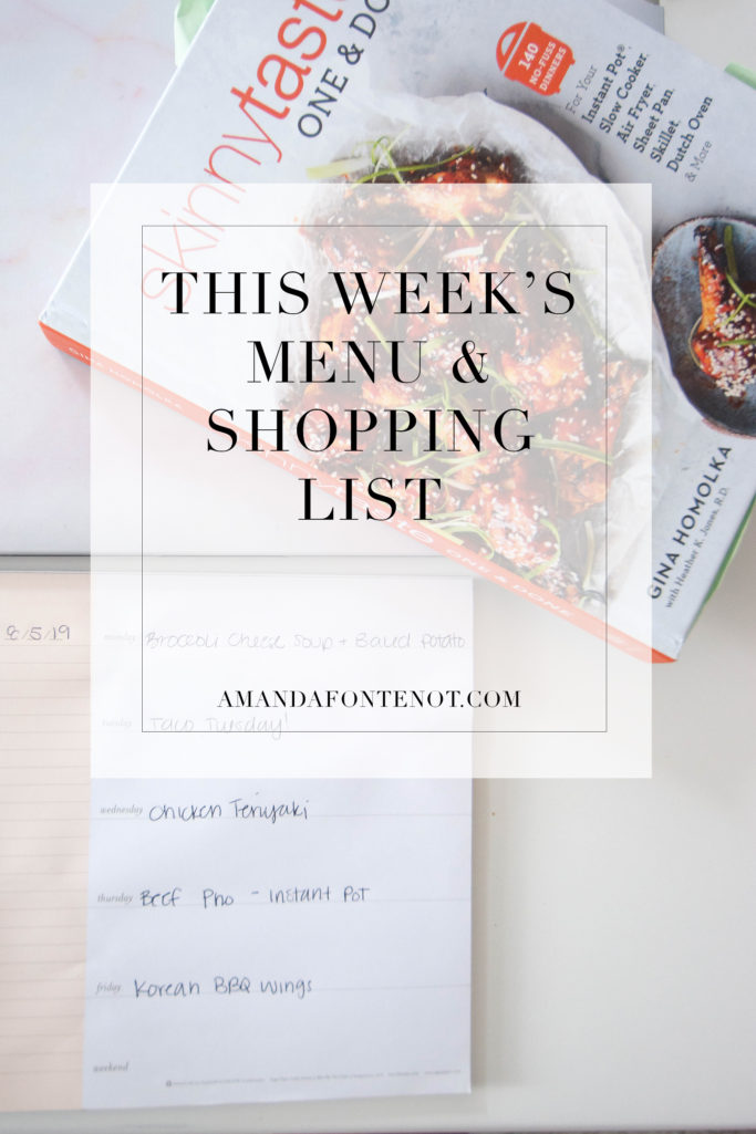 This Week's Menu + Shopping List | Amanda Fontenot Blog
