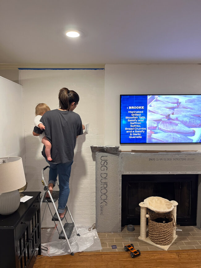 DIY Fireplace Transformation Using Venetian Plaster and Stone Veneer